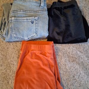 Three Folded Bottoms - Denim, Black, and Rust Orange